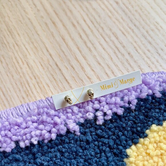 Skull Stud Earrings with 24K Gold Vermeil 💀 - Picture 2 of 5